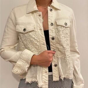 Free People cream lace button up jacket